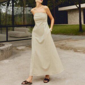 Commense Strapless Cream Maxi Dress